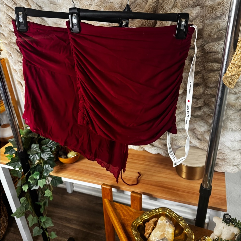 Lucy in the Sky Asymmetrical Burgundy Skirt